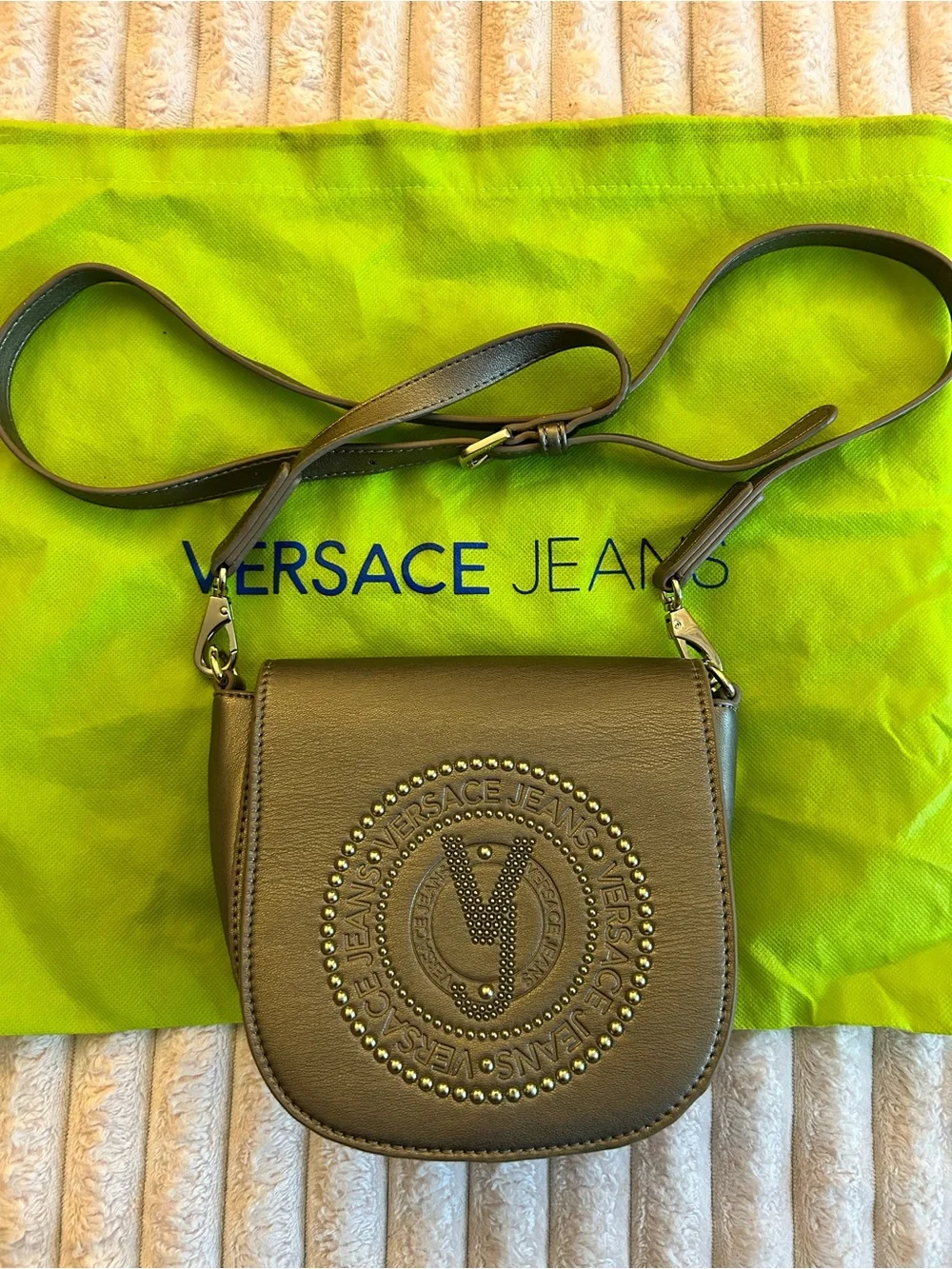 Versace Jeans Collection Olive Gray Crossbody Bag